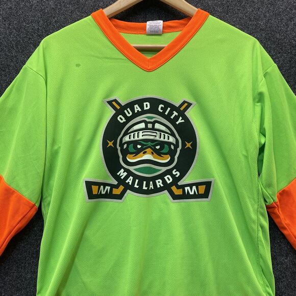 Quad City Mallards Hockey Jersey Minor League Green Retro - Picture 3 of 10